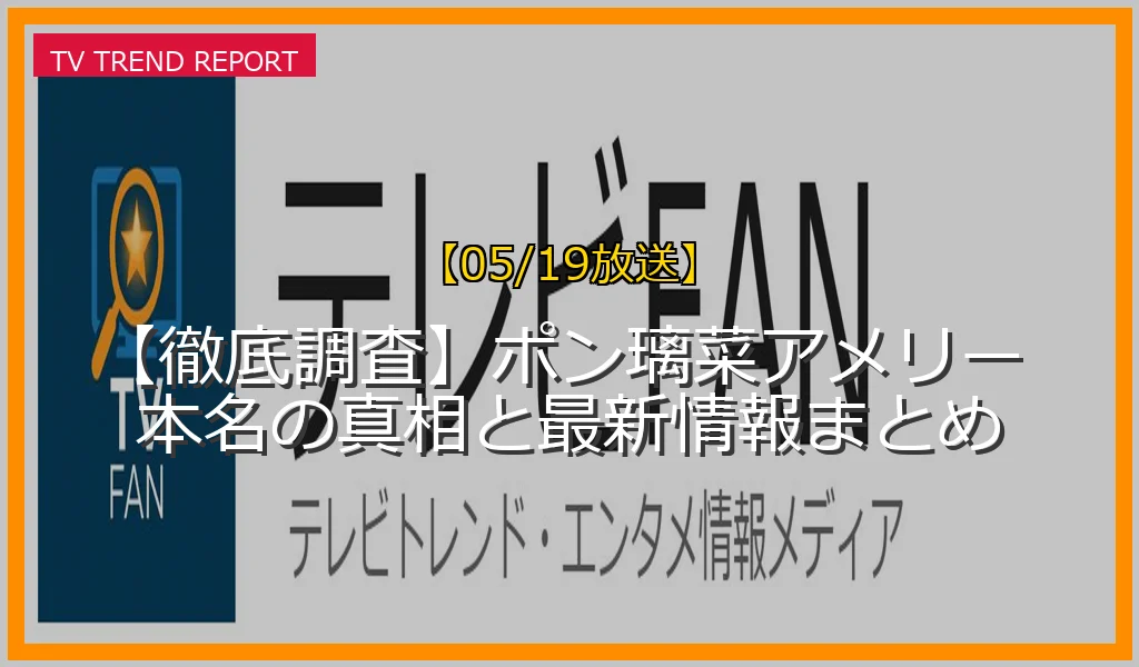 【05/19放送】【徹底調査】ポン璃菜アメリー 本名の真相と最新情報まとめの放送内容と見どころ