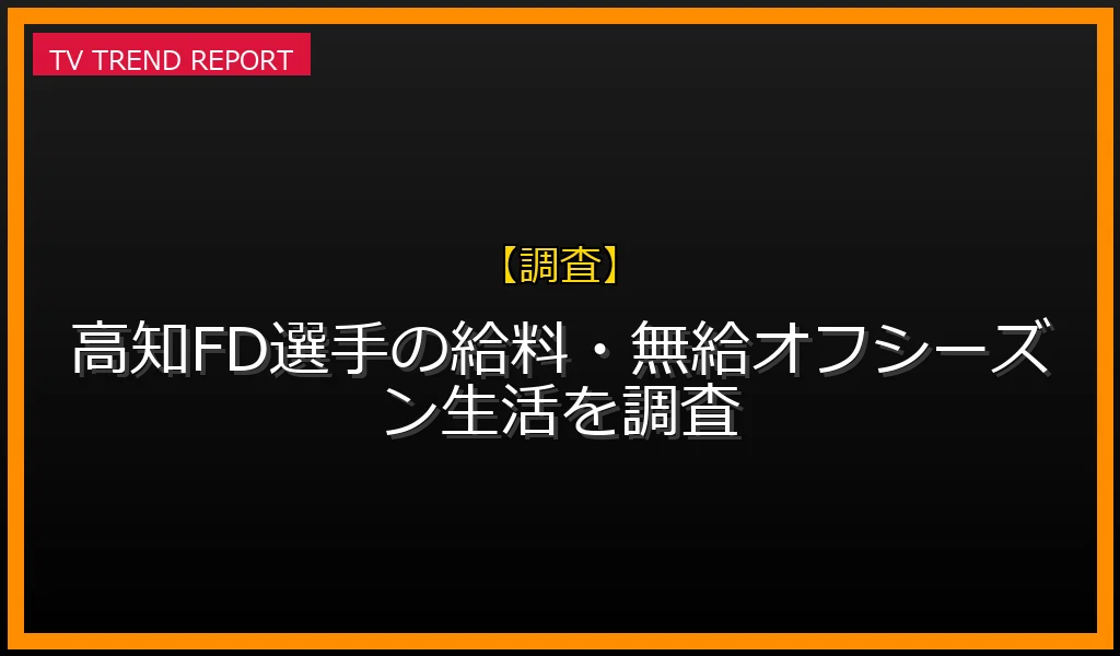 【調査放送】【独立リーガーの懐事情】高知FD選手の給料・無給オフシーズン生活を調査の放送内容と見どころ