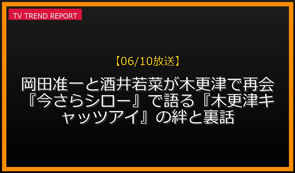 【06/10放送】【06/10放送】岡田准一と酒井若菜が木更津で再会！『今さらシロー！SP』で語る『木更津キャッツアイ』の絆と裏話の放送内容と見どころ