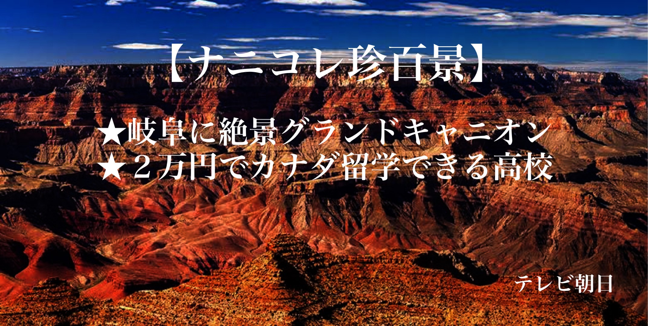 【ナニコレ珍百景】 阜に絶景グランドキャニオン＆２万円でカナダ留学できる高校