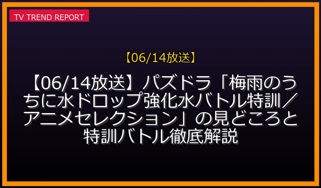 パズドラ「梅雨のうちに水ドロップ強化！水バトル特訓／アニメセレクション」の見どころと特訓バトル徹底解説の放送内容と見どころ