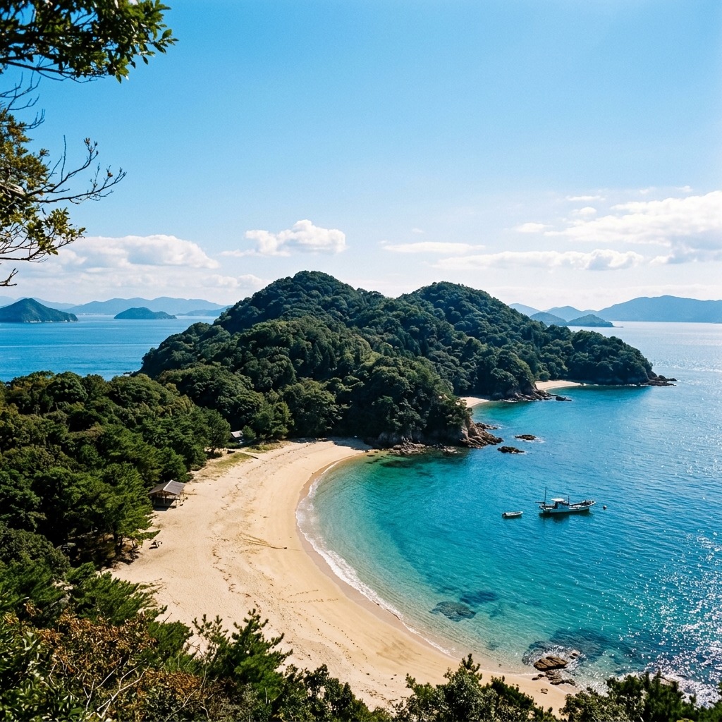 DASH島のモデルである瀬戸内海の無人島・由利島の美しい風景