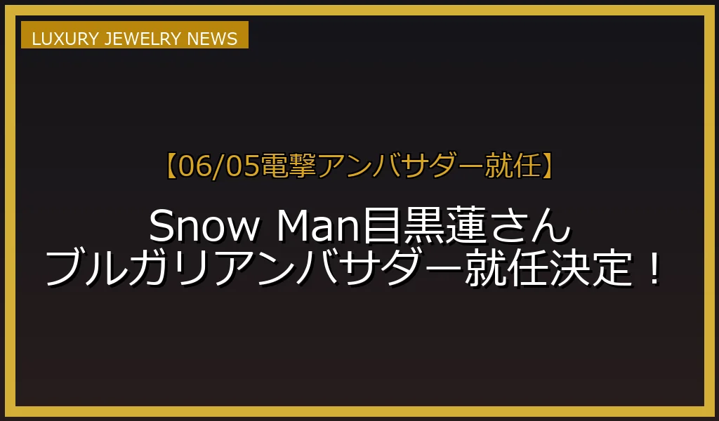 【06/05アンバサダー就任】目黒蓮 ブルガリ アンバサダーの目黒蓮さんの着用ジュエリー
