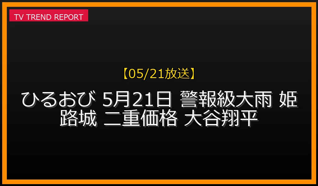 【05/21放送】ひるおびの放送内容まとめ！警報級大雨への警戒＆姫路城収益倍増と二重価格の特集と見どころの最新情報・見どころ解説