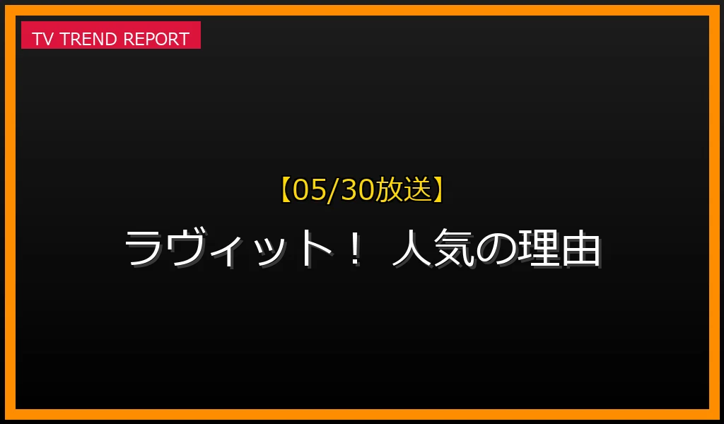 【05/30放送】【05/30放送】なぜ「ラヴィット！」は毎日トレンド入り？人気が止まらない理由を徹底解説の最新情報・見どころ解説