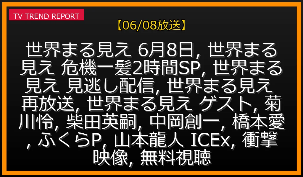 【06/08放送】2026年6月8日『危機一髪2時間SP』放送内容・豪華ゲスト・見逃し配信情報まとめの最新情報・見どころ解説
